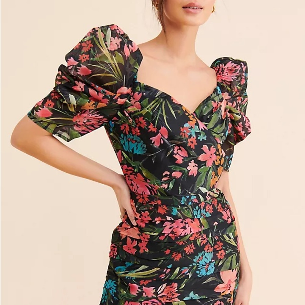Anthropologie Floral Stylish Puff Sleeve Dress -
